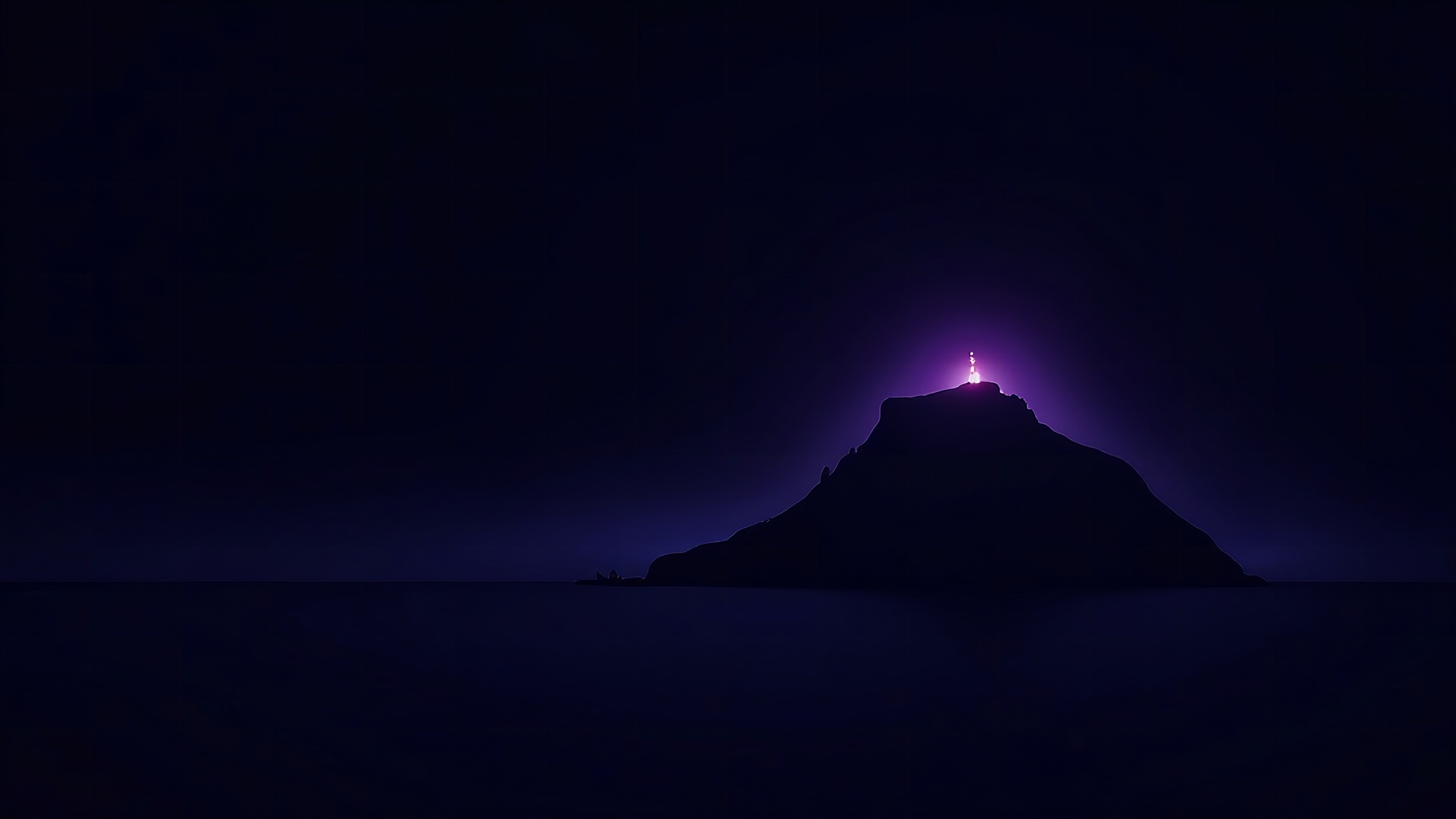 The Rock of Gibraltar at night, a signal beacon glowing at its summit